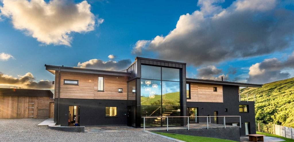 Grand Design type property with aluminium glazing in Devon