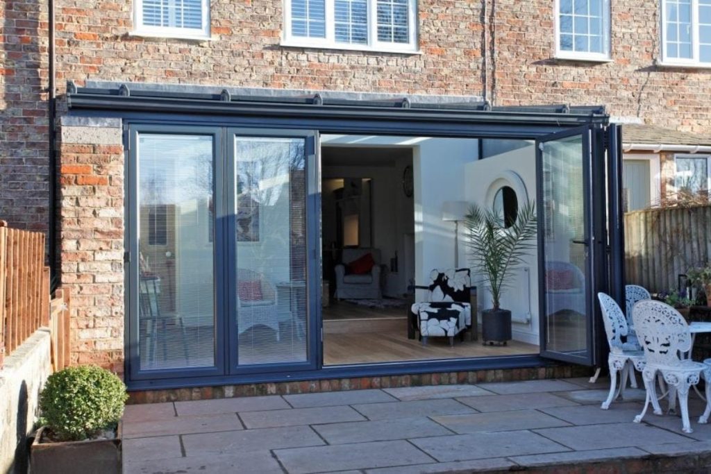 Integral Blinds on Bi-Fold Door.