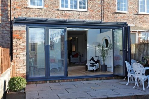 Integral Blinds on Bi-Fold Door.