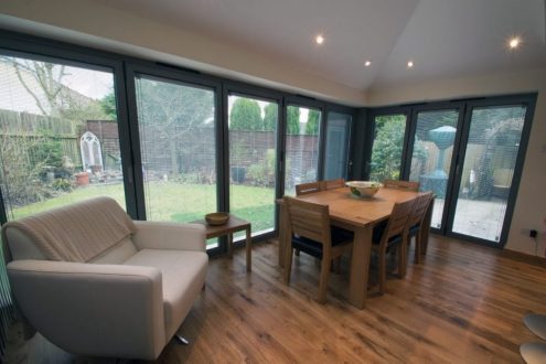 Integral Blinds on Bi-Fold Door.