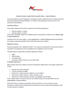 Polyester Powder-Coated Finish Inspection Policy - Aspect Windows