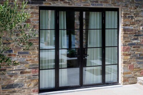 Aluminium French Doors installed by Aspect Windows.
