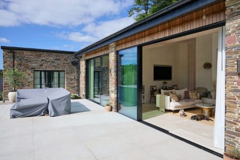 Ultraline Slim Sliding Doors installed in a barn by Aspect Windows